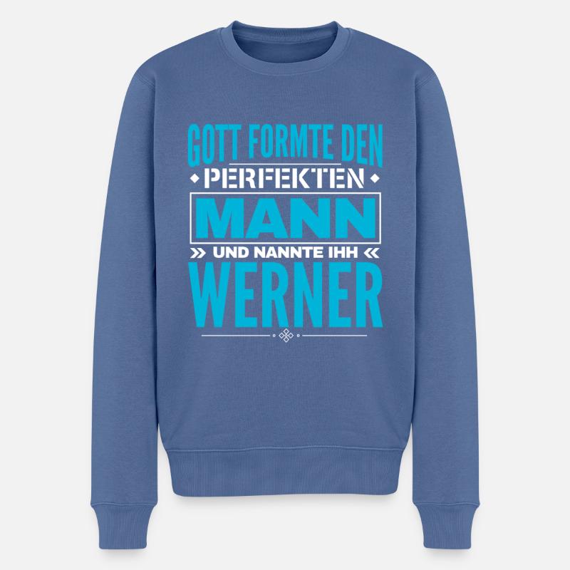 Werner Name Design - Männer Premium Bio Pullover - Taubenblau