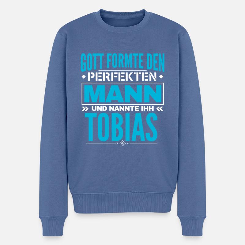 Tobias Name Design - Männer Premium Bio Pullover - Taubenblau