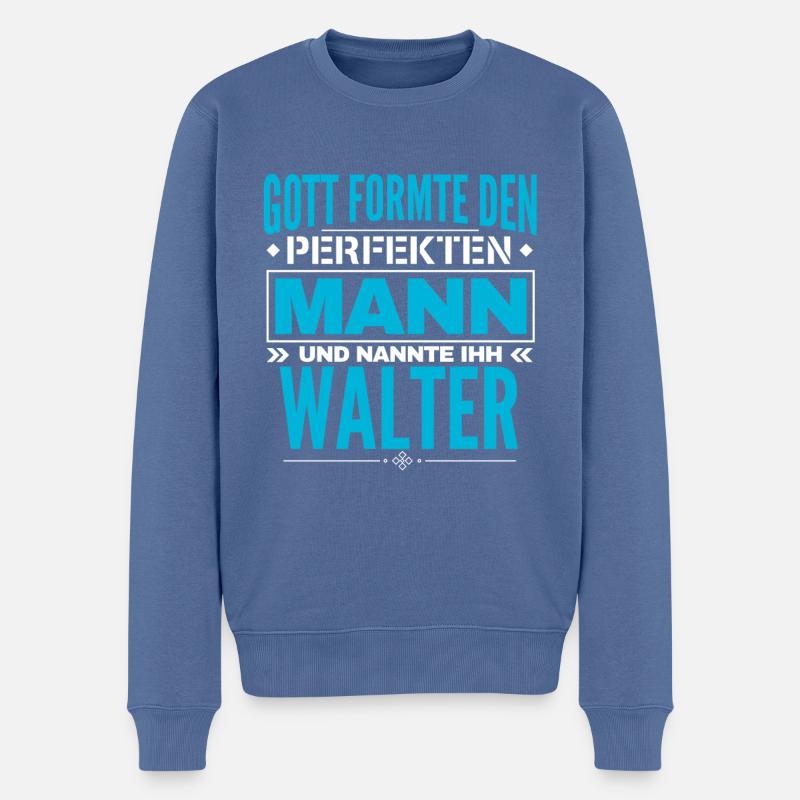 Walter Name Design - Männer Premium Bio Pullover - Taubenblau
