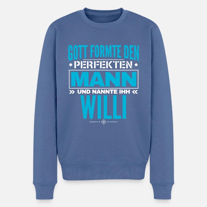 Willi Name Design - Männer Premium Bio Pullover - Taubenblau