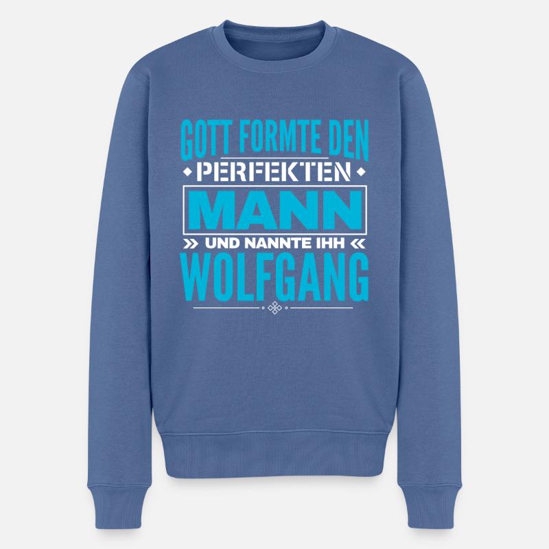 Wolfgang Name Design - Männer Premium Bio Pullover - Taubenblau