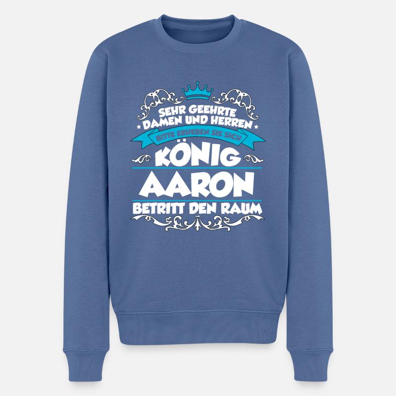 Aaron Name Design - Männer Premium Bio Pullover - Taubenblau