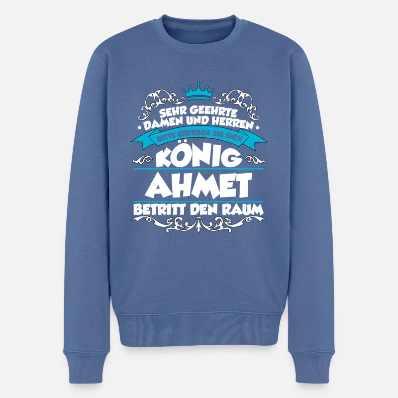 Ahmet Name Design - Männer Premium Bio Pullover - Taubenblau