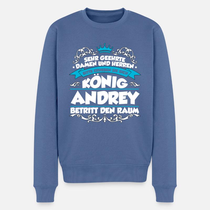 Andrey Name Design - Männer Premium Bio Pullover - Taubenblau