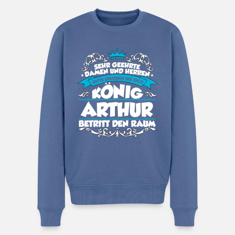Arthur Name Design - Männer Premium Bio Pullover - Taubenblau