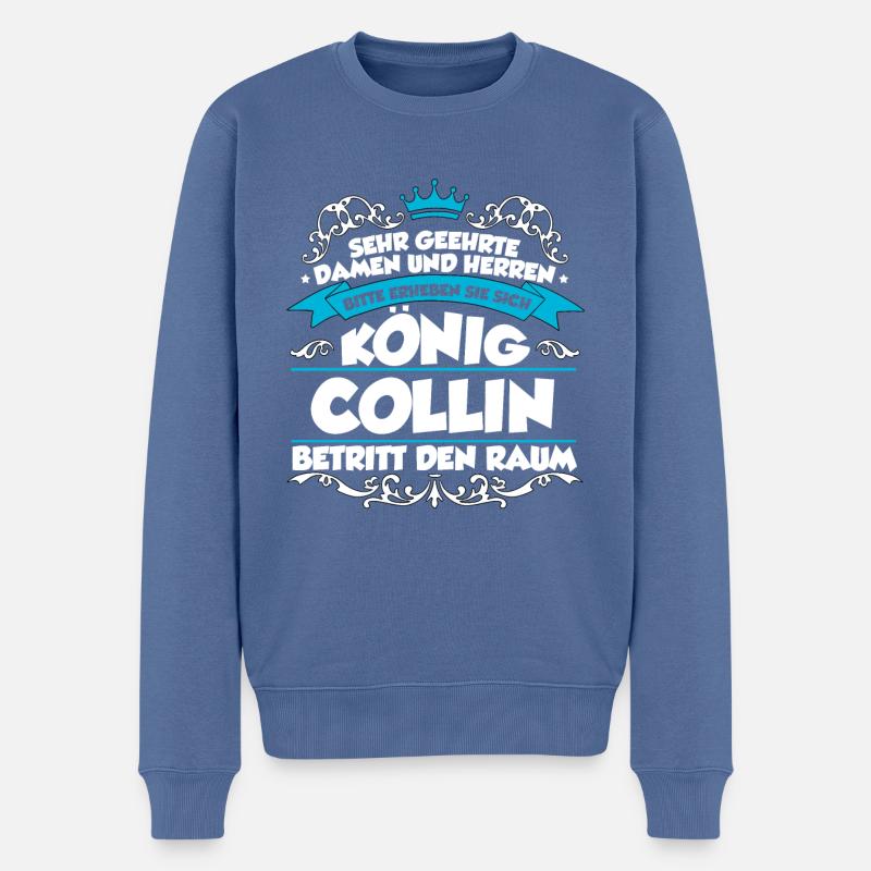 Collin Name Design - Männer Premium Bio Pullover - Taubenblau