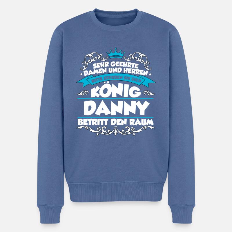 Danny Name Design - Männer Premium Bio Pullover - Taubenblau