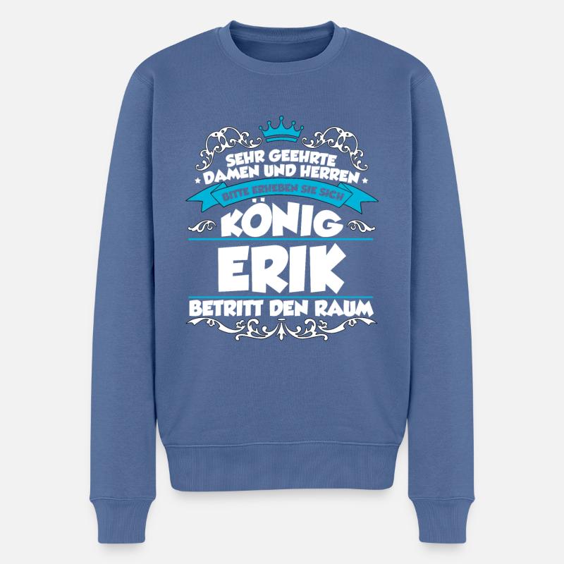Erik Name Design - Männer Premium Bio Pullover - Taubenblau