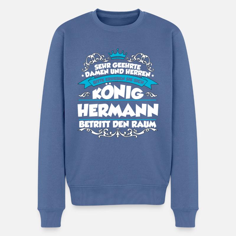 Hermann Name Design - Männer Premium Bio Pullover - Taubenblau