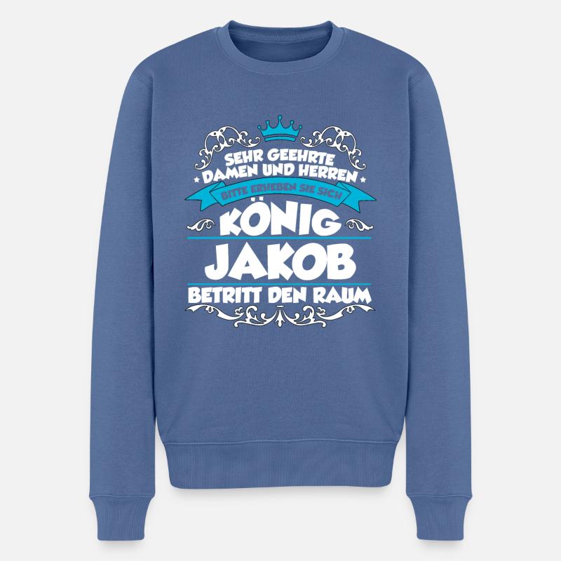 Jakob Name Design - Männer Premium Bio Pullover - Taubenblau