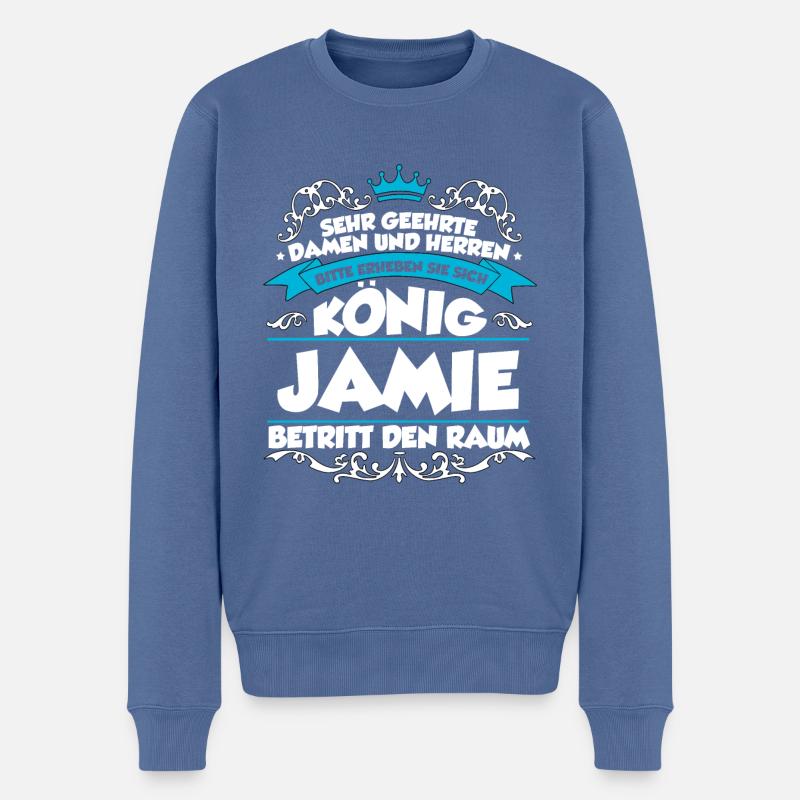 Jamie Name Design - Männer Premium Bio Pullover - Taubenblau