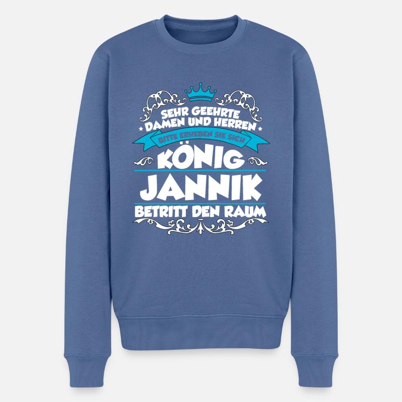 Jannik Name Design - Männer Premium Bio Pullover - Taubenblau