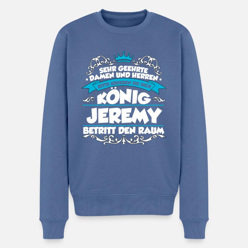 Jeremy Name Design - Männer Premium Bio Pullover - Taubenblau