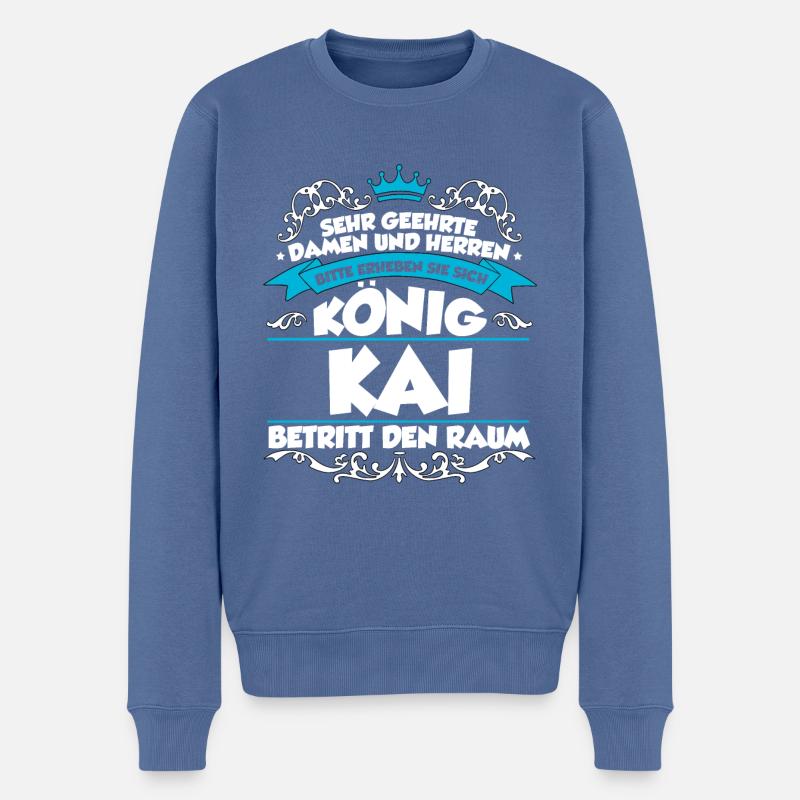 Kai Name Design - Männer Premium Bio Pullover - Taubenblau
