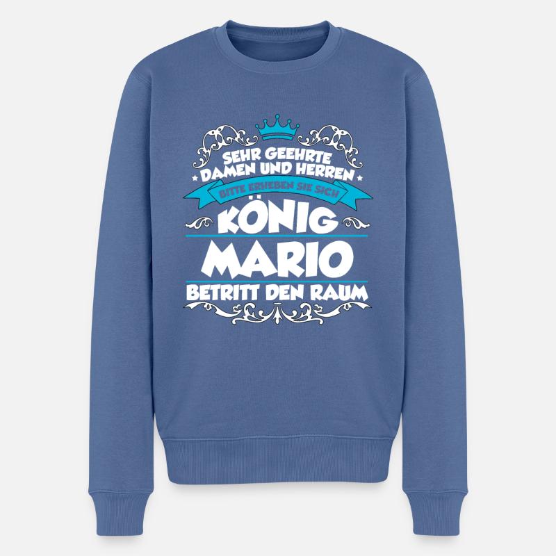 Mario Name Design - Männer Premium Bio Pullover - Taubenblau
