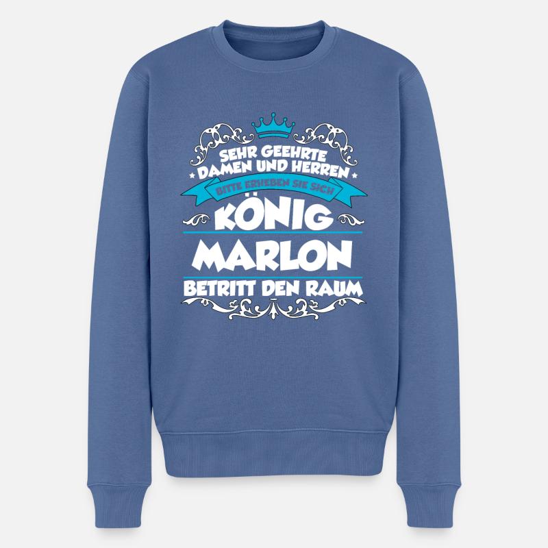 Marlon Name Design - Männer Premium Bio Pullover - Taubenblau