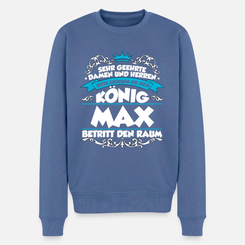 Max Name Design - Männer Premium Bio Pullover - Taubenblau