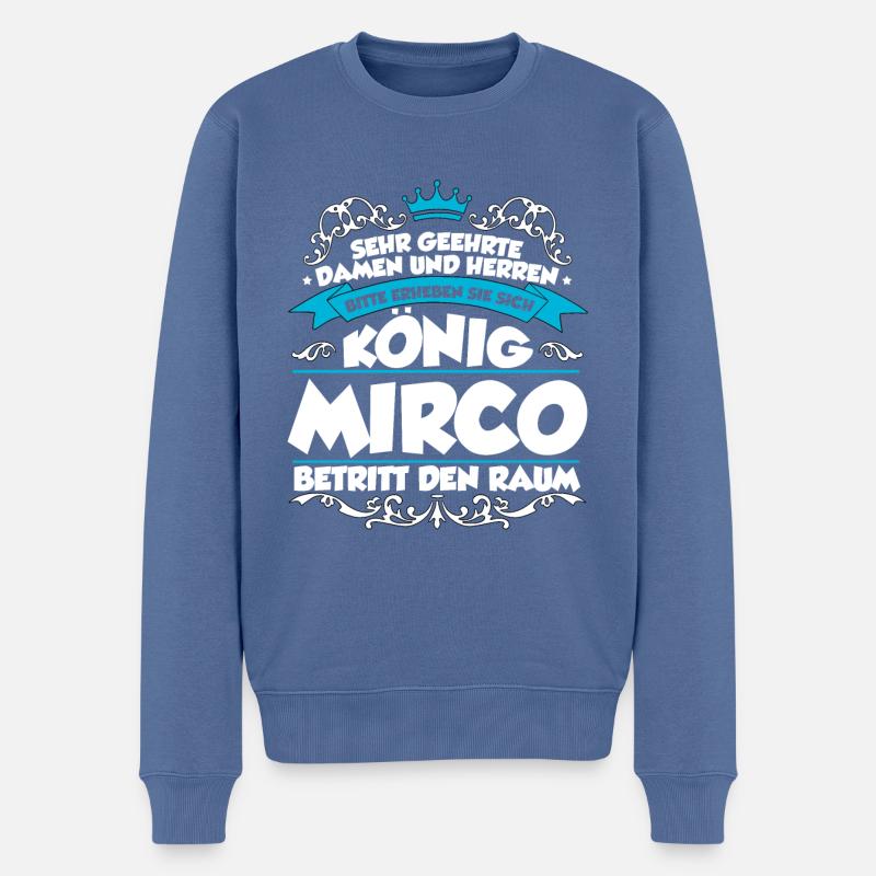 Mirco Name Design - Männer Premium Bio Pullover - Taubenblau