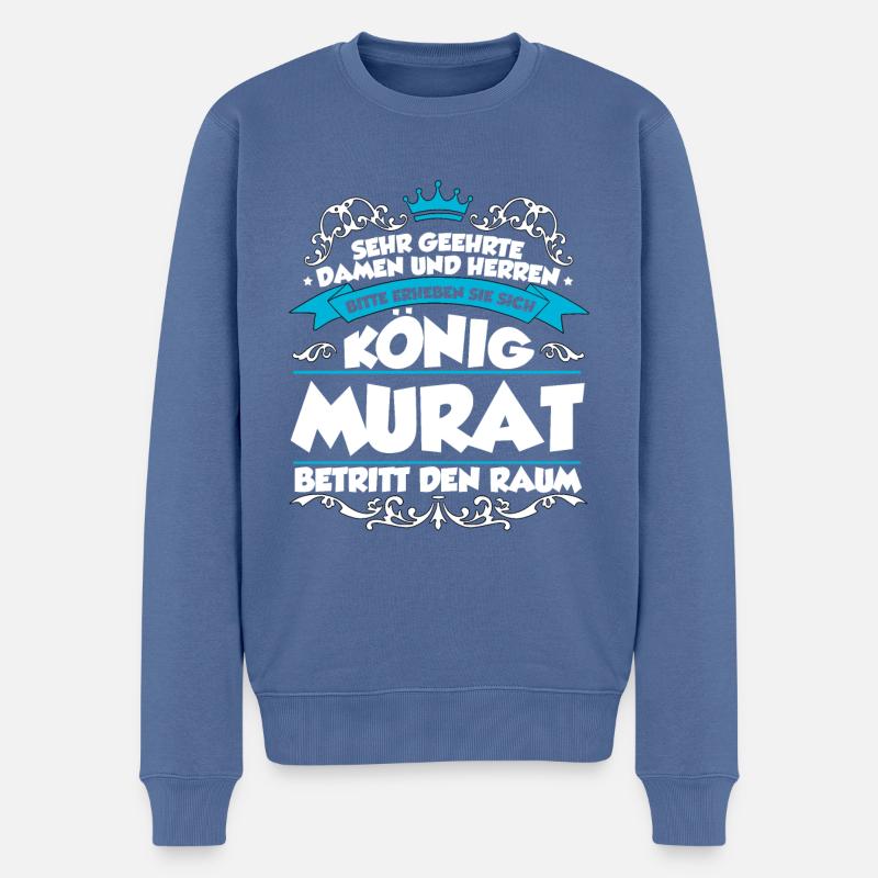 Murat Name Design - Männer Premium Bio Pullover - Taubenblau