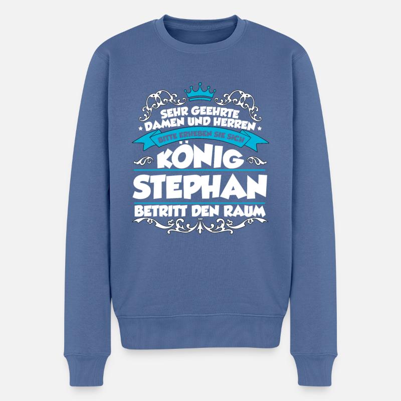 Stephan Name Design - Männer Premium Bio Pullover - Taubenblau
