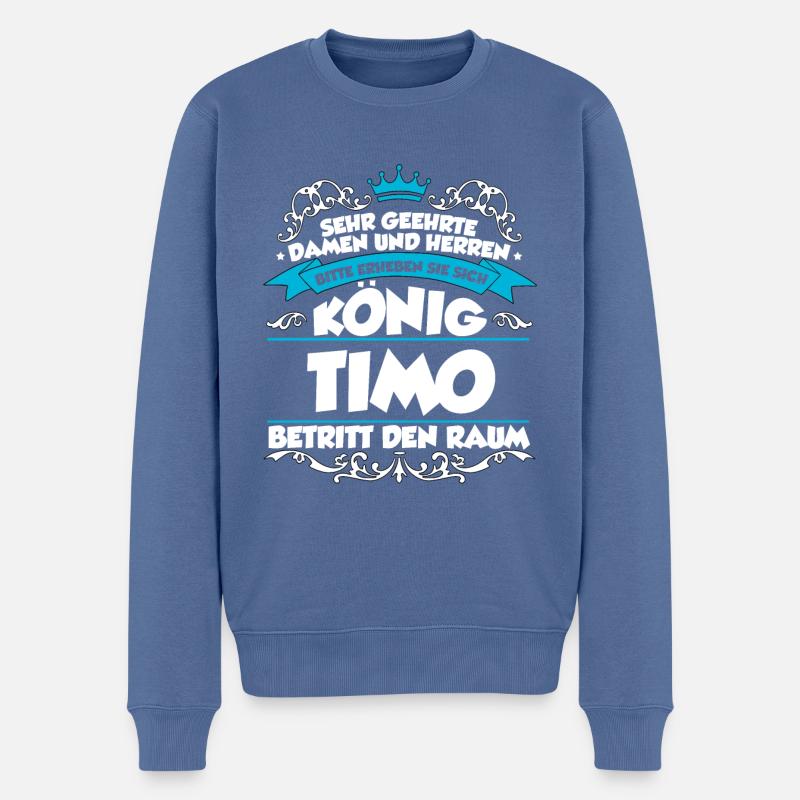 Timo Name Design - Männer Premium Bio Pullover - Taubenblau