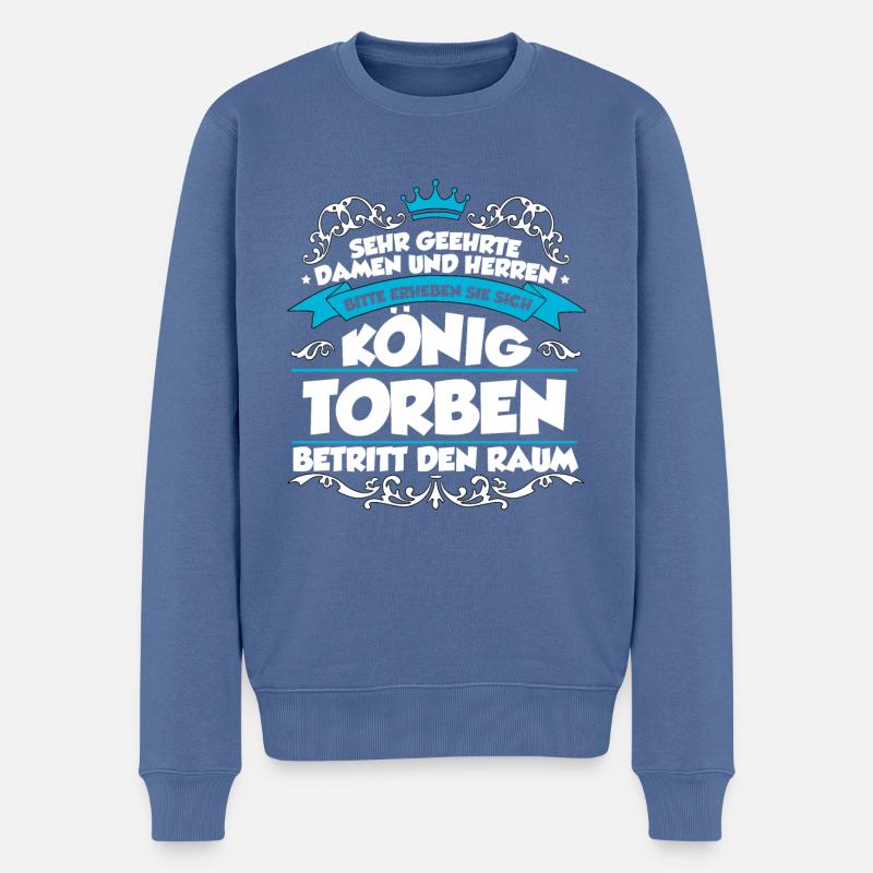Torben Name Design - Männer Premium Bio Pullover - Taubenblau