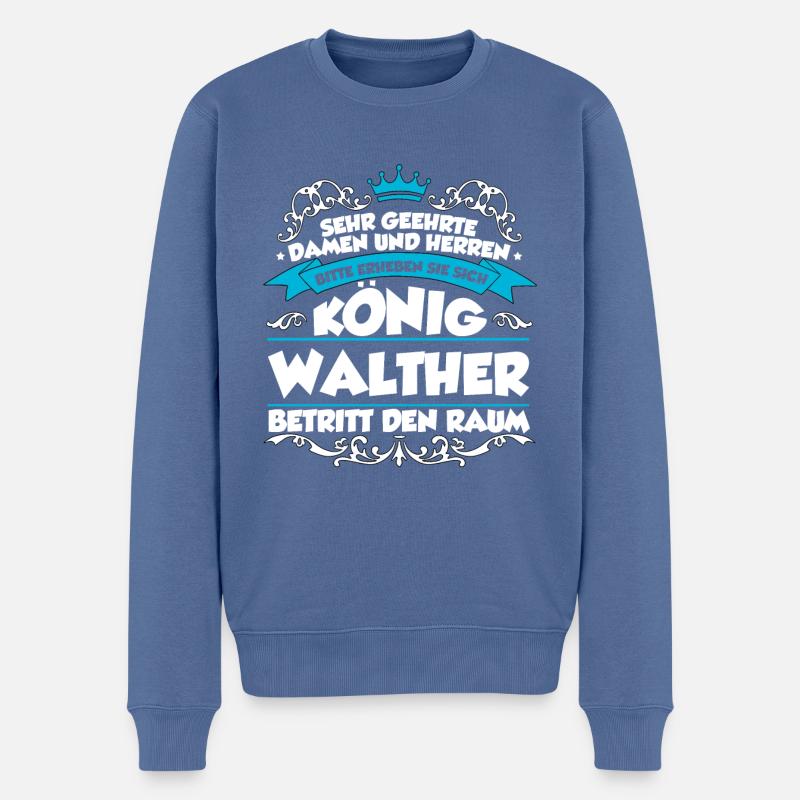 Walther Name Design - Männer Premium Bio Pullover - Taubenblau