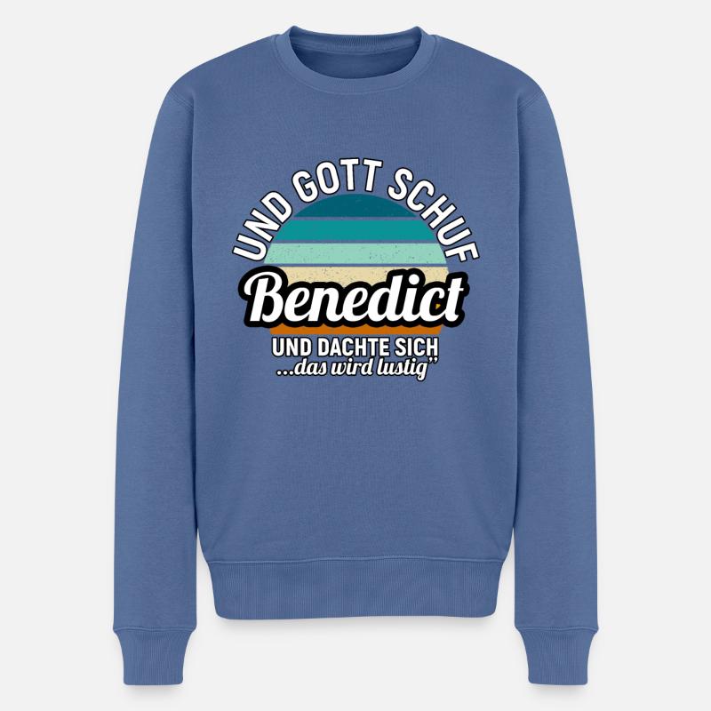 Benjamin - Männer Premium Bio Pullover - Taubenblau