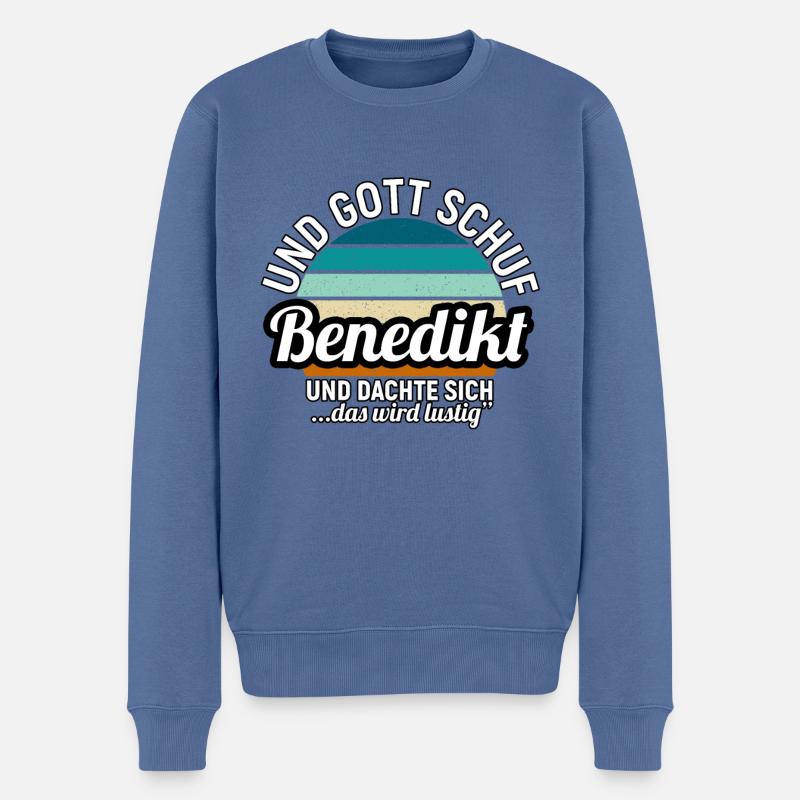 Bennet - Männer Premium Bio Pullover - Taubenblau