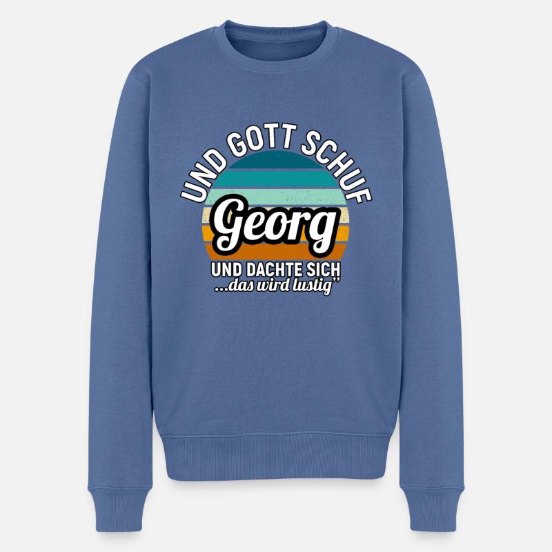 Georg - Männer Premium Bio Pullover - Taubenblau