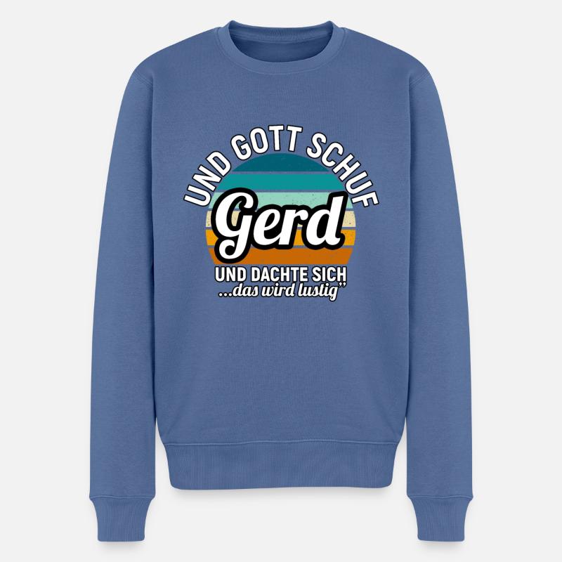 Gerd - Männer Premium Bio Pullover - Taubenblau