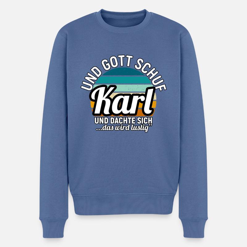 Karl - Männer Premium Bio Pullover - Taubenblau