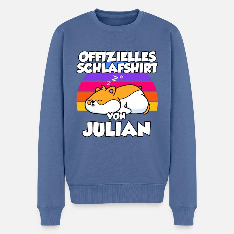 Offizielles Schlafshirt Von Julian - Männer Premium Bio Pullover - Taubenblau