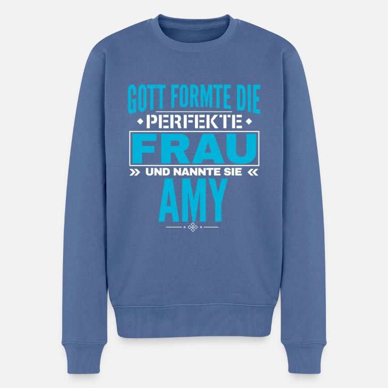 Amy Name Design - Männer Premium Bio Pullover - Taubenblau