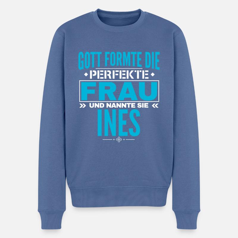 Ines Name Design - Männer Premium Bio Pullover - Taubenblau
