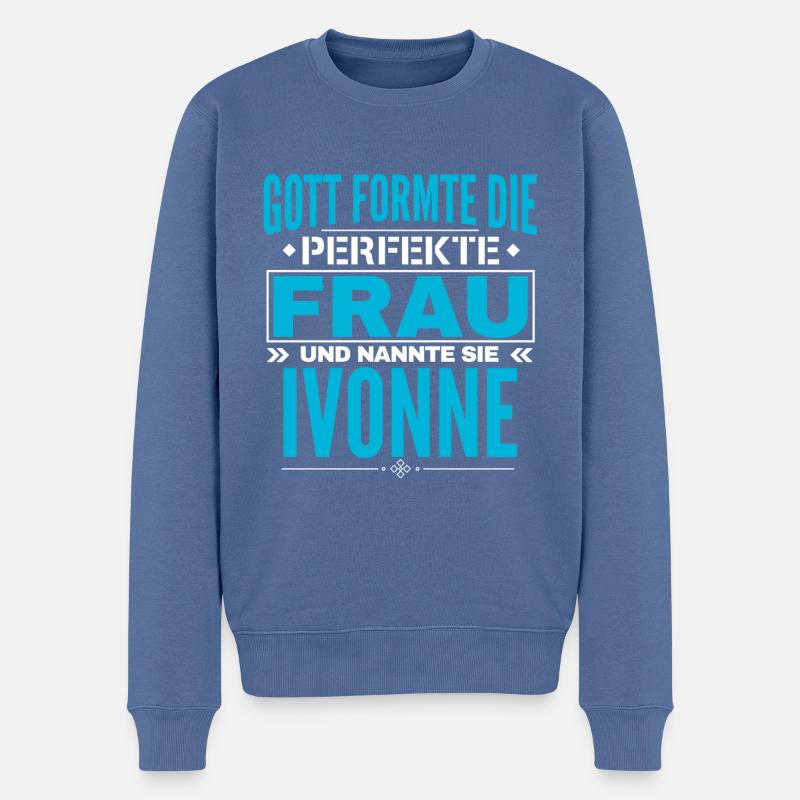 Ivonne Name Design - Männer Premium Bio Pullover - Taubenblau