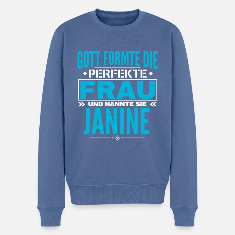 Janine Name Design - Männer Premium Bio Pullover - Taubenblau