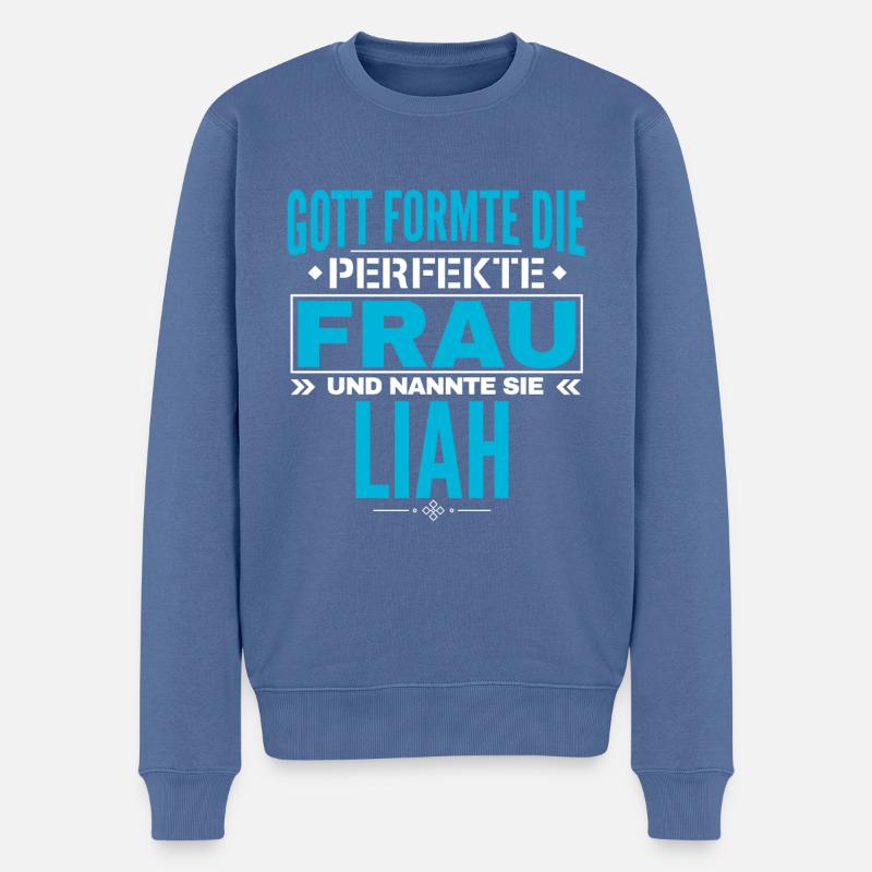 Liah Name Design - Männer Premium Bio Pullover - Taubenblau