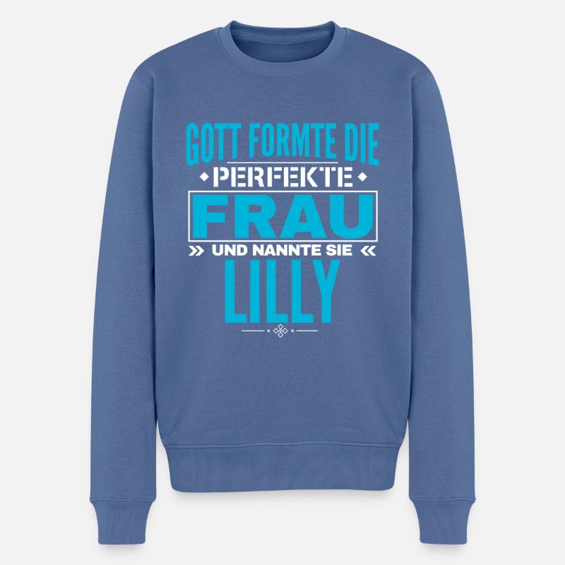 Lilly Name Design - Männer Premium Bio Pullover - Taubenblau