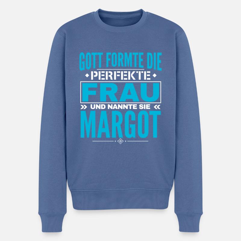 Margot Name Design - Männer Premium Bio Pullover - Taubenblau