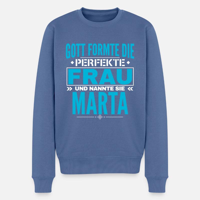 Marta Name Design - Männer Premium Bio Pullover - Taubenblau