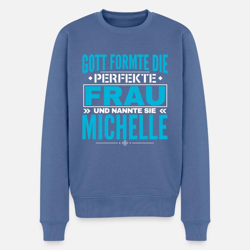Michelle Name Design - Männer Premium Bio Pullover - Taubenblau
