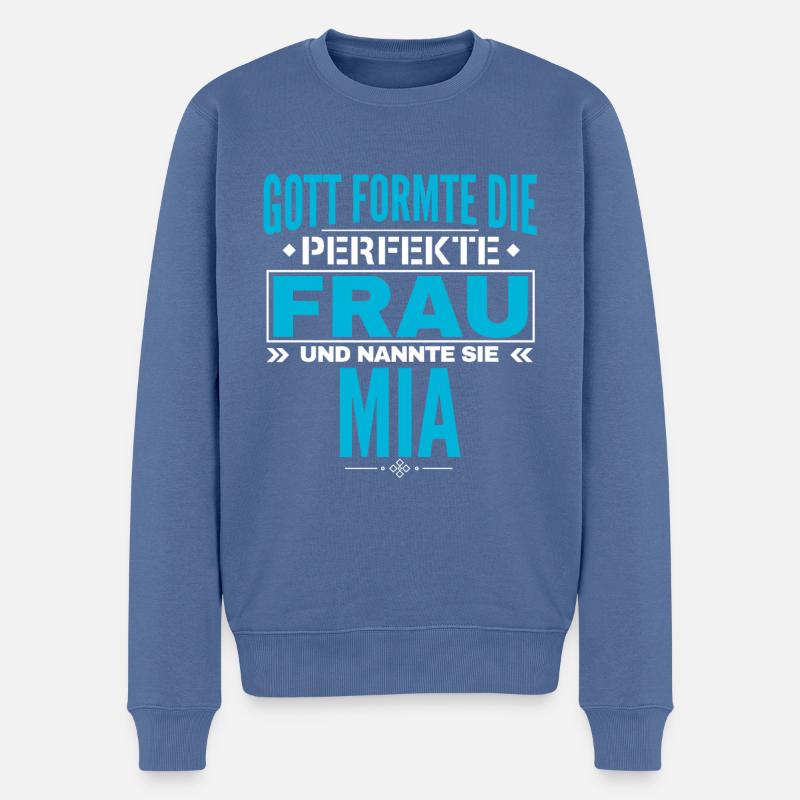 Mia Name Design - Männer Premium Bio Pullover - Taubenblau