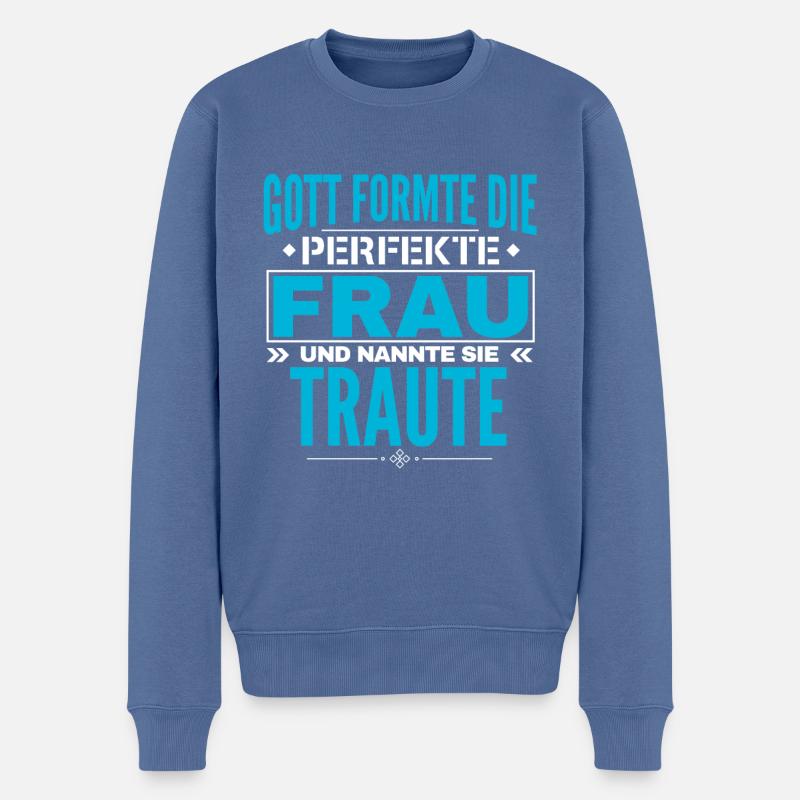 Traute Name Design - Männer Premium Bio Pullover - Taubenblau