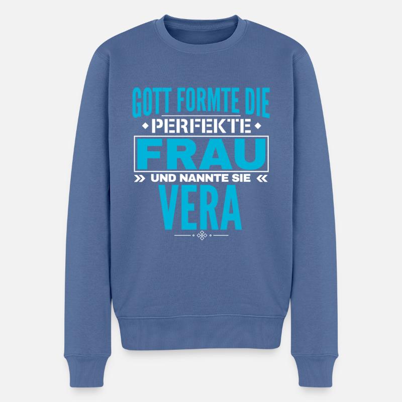 Vera Name Design - Männer Premium Bio Pullover - Taubenblau