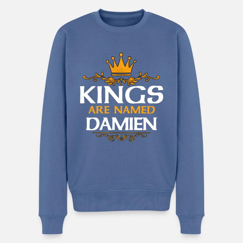 Damien - Pull Premium bio Homme - bleu pigeon