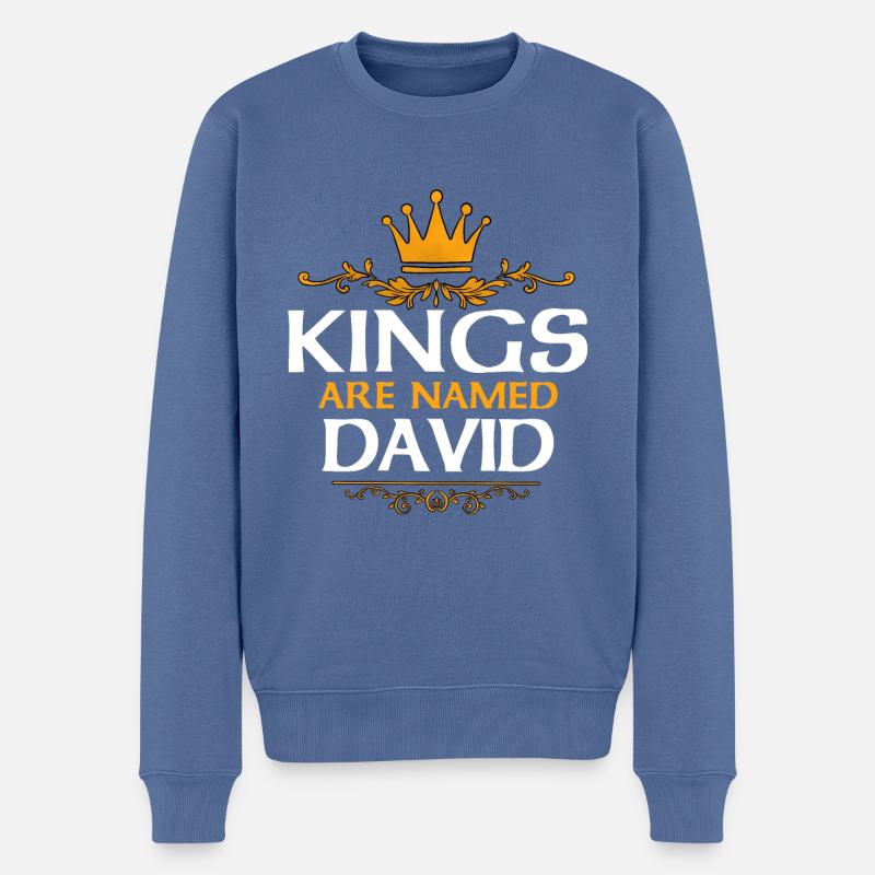 David - Männer Premium Bio Pullover - Taubenblau