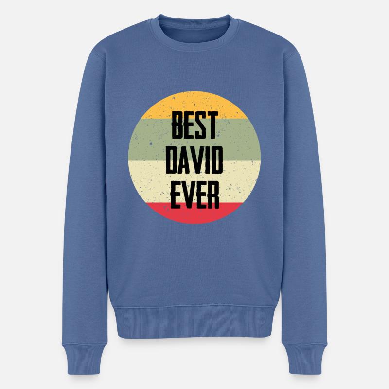Best David Ever - Männer Premium Bio Pullover - Taubenblau