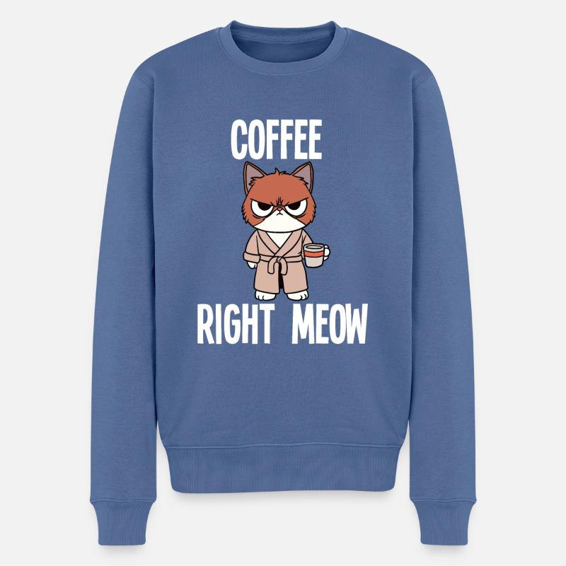 Café Miaou droit - Pull Premium bio Homme - bleu pigeon