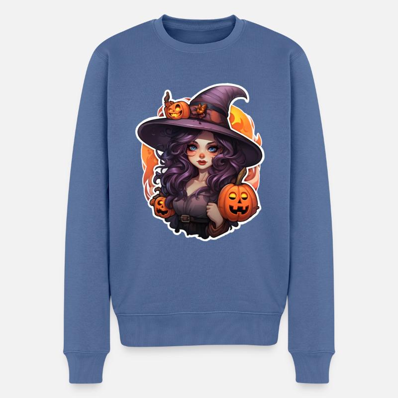 Sorcière d’Halloween 3 - Pull Premium bio Homme - bleu pigeon